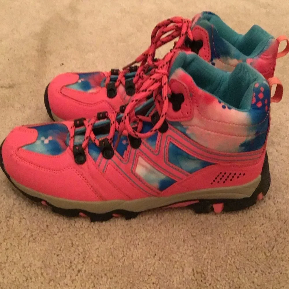 Mountain Warehouse Oscar Kids Waterproof Hiking Boots - Pink and Blue